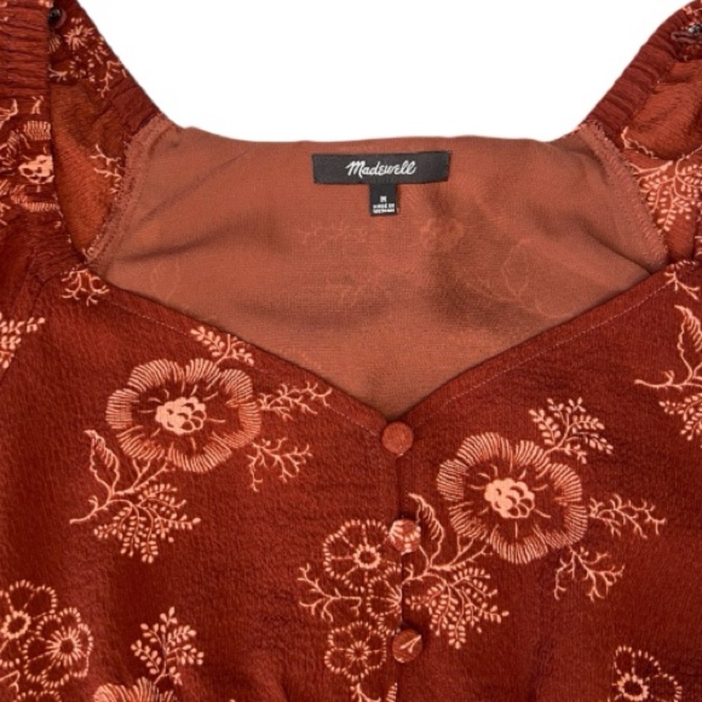 Madewell Preston Puff Sleeve Top in Letterpress Floral Size M - Picture 7 of 8
